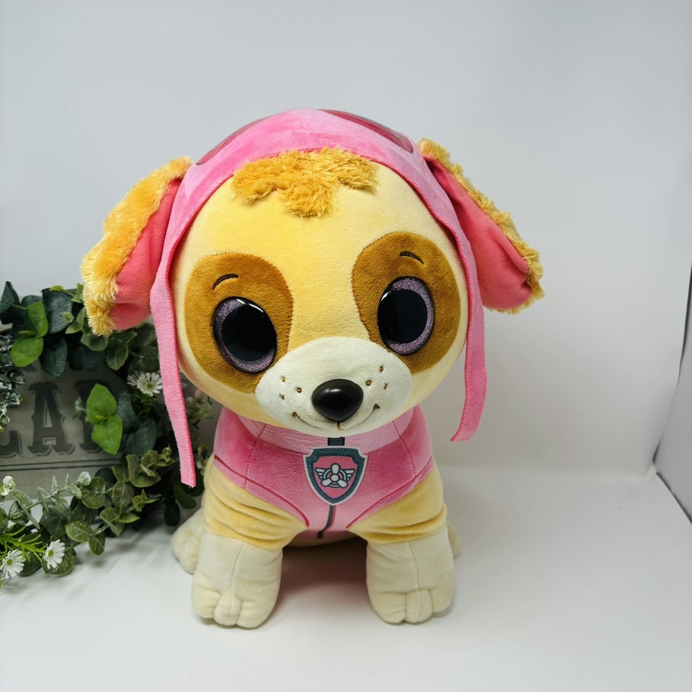 TY 16" Beanie Boos PAW PATROL SKYE Pup Big Eyes Plush Pink & Tan Stuffed Dog‎